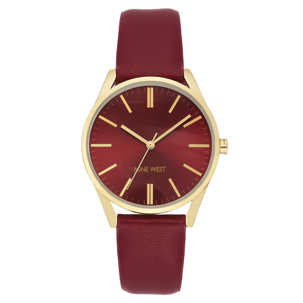 Nine West Burgundy Leather Women's Watch - NW1994GPBY
