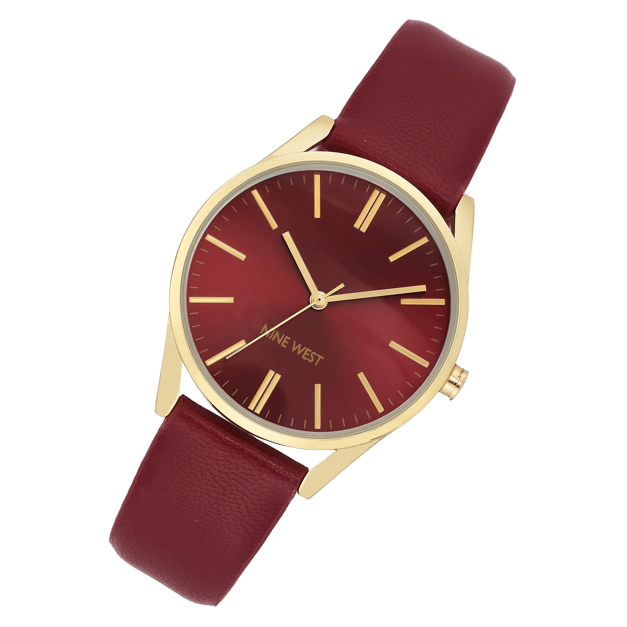 Nine West Burgundy Leather Women's Watch - NW1994GPBY