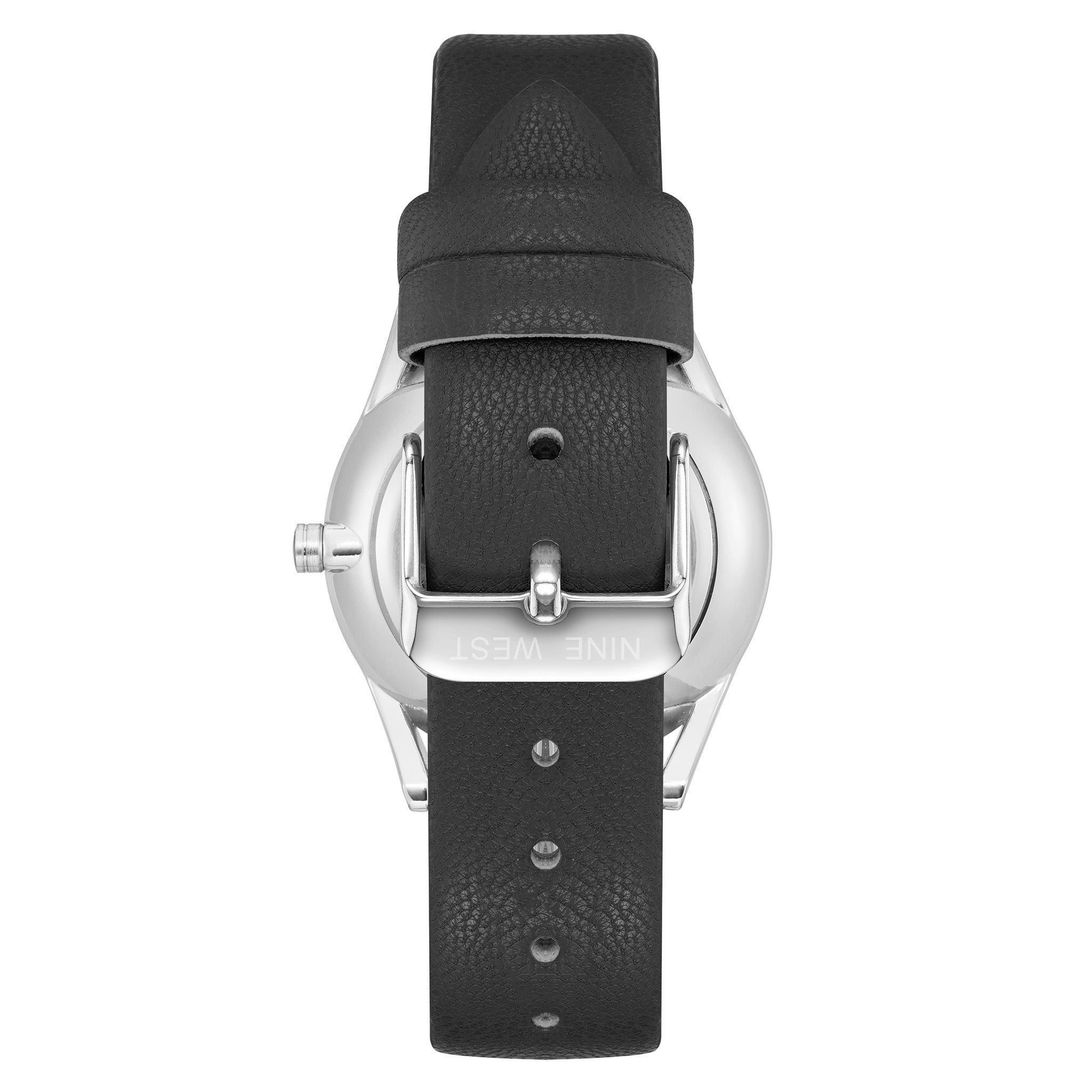 Nine West Black Leather White Dial Women's Watch - NW1995SVBK