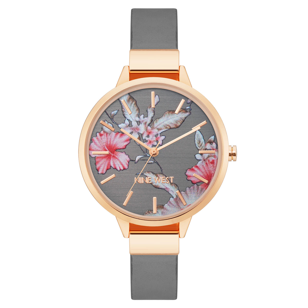Nine West Rose Gold with Grey Leather Women's Watch - NW2044FLGY