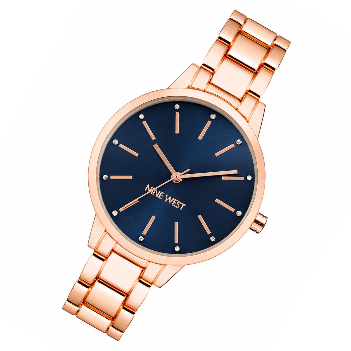 Nine West Rose Gold-Tone Band Blue Dial Women's Watch - NW2098NVRG