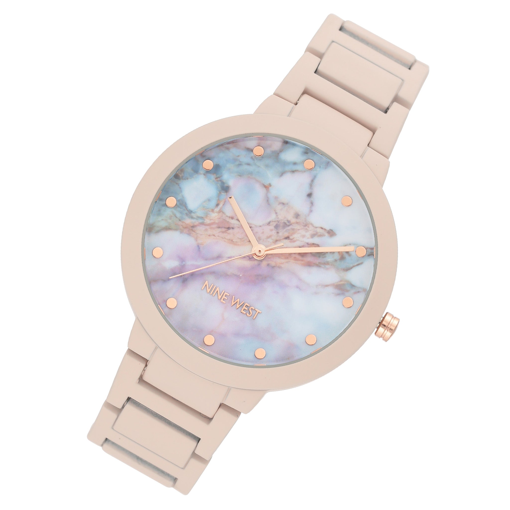 Nine West Pink-Tone Bracelet Marble Dial Women's Watch - NW2274MAPK