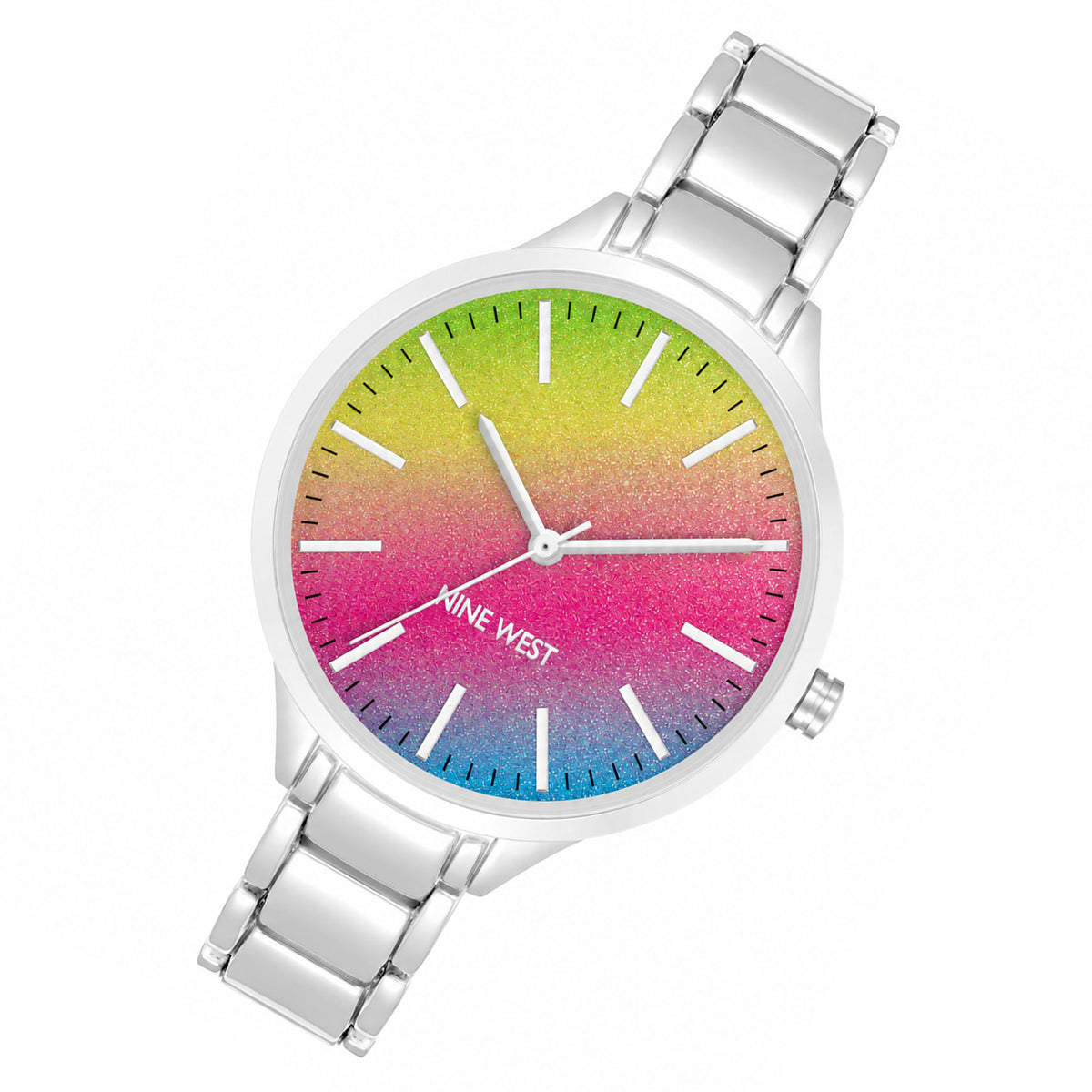 Nine West Silver-Tone Bracelet Rainbow Dial Women's Watch - NW2853RBSV