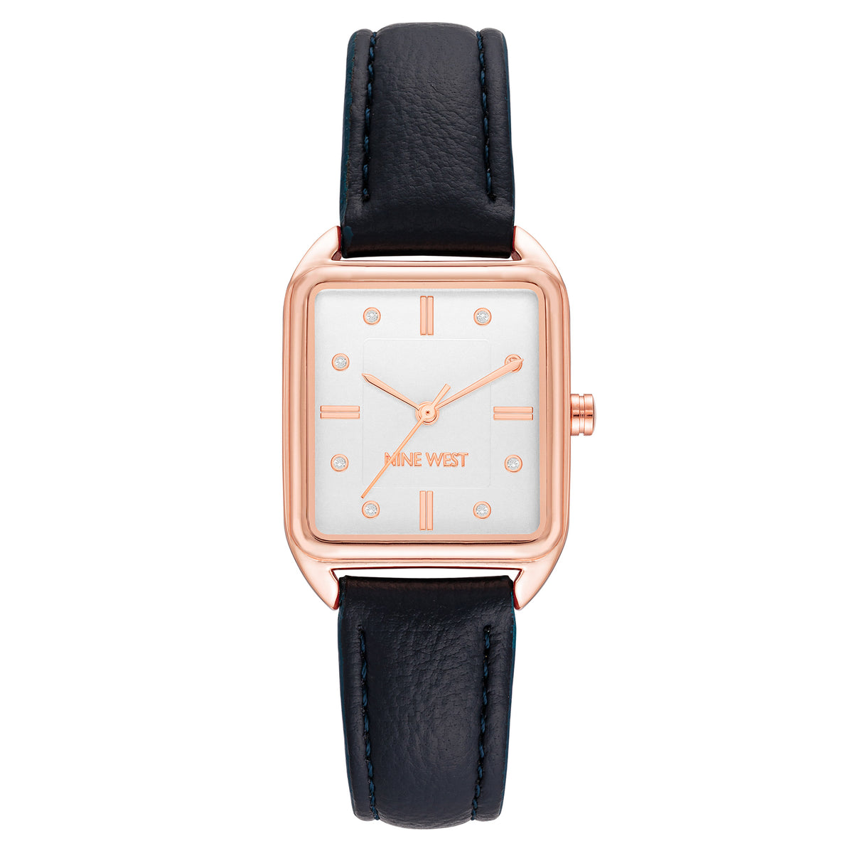 Nine West Navy Leather Silver Dial Women's Watch - NW3118RGNV