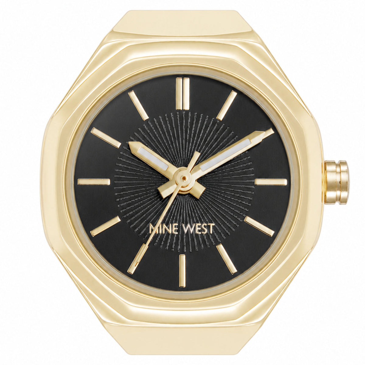 Nine West Gold Steel Black Dial Women's Watch - NW3342RINGBKG