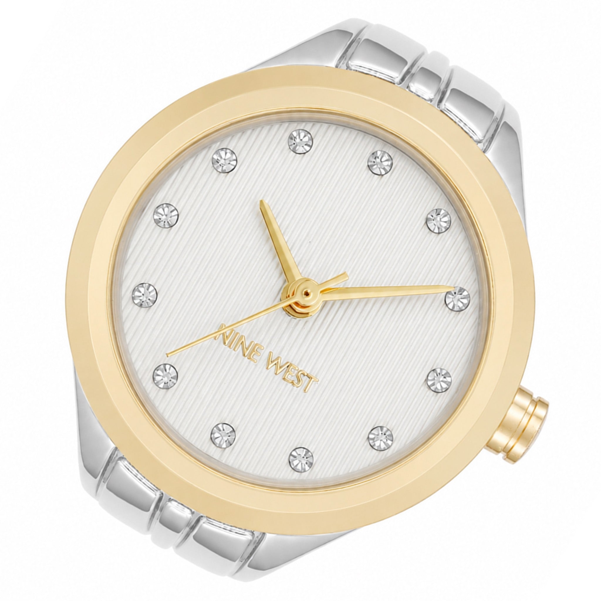 Nine West Silver Steel White Dial Women's Watch - NW3345RINGSVT