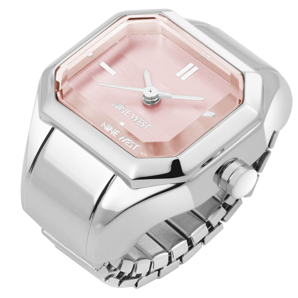 Nine West Silver Steel Pink Dial Women's Watch - NW3347RINGPKS