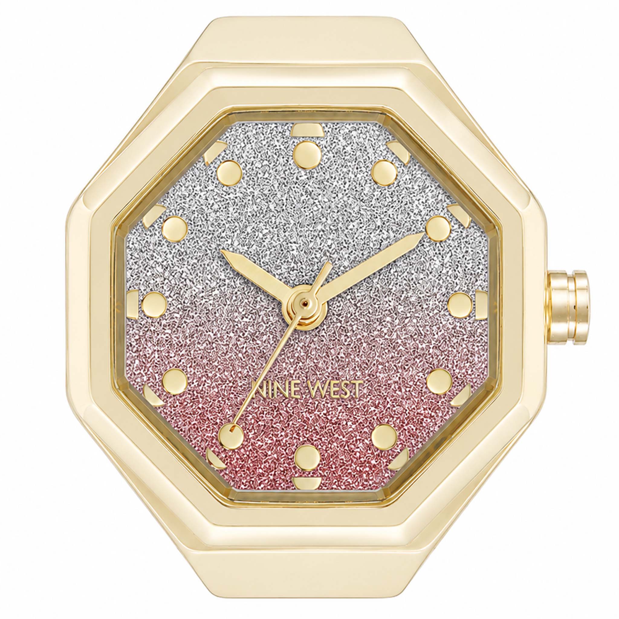 Nine West Gold Steel Silver Pink Dial Women's Watch - NW3348RINGPKG
