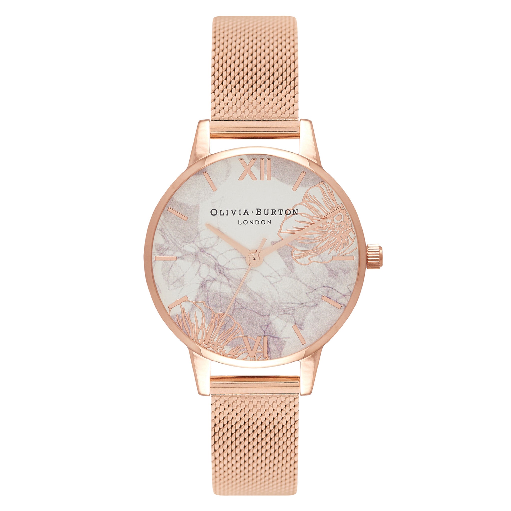 Olivia burton rose shop gold plated ladies watch