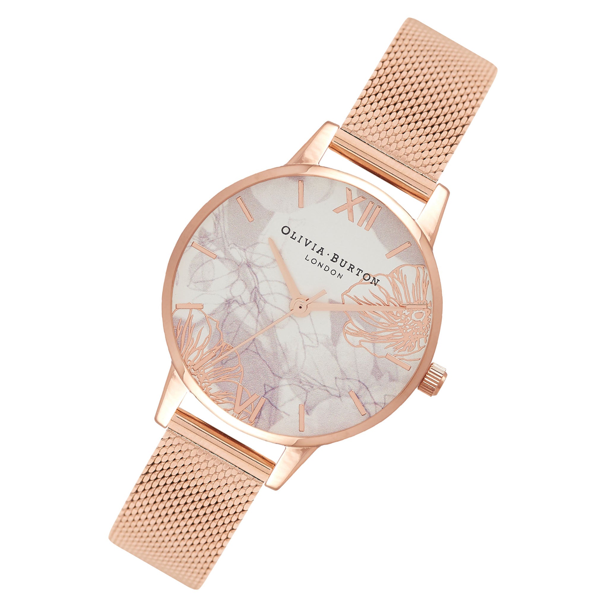 Olivia Burton Rose Gold Mesh Women's Watch - OB16VM11