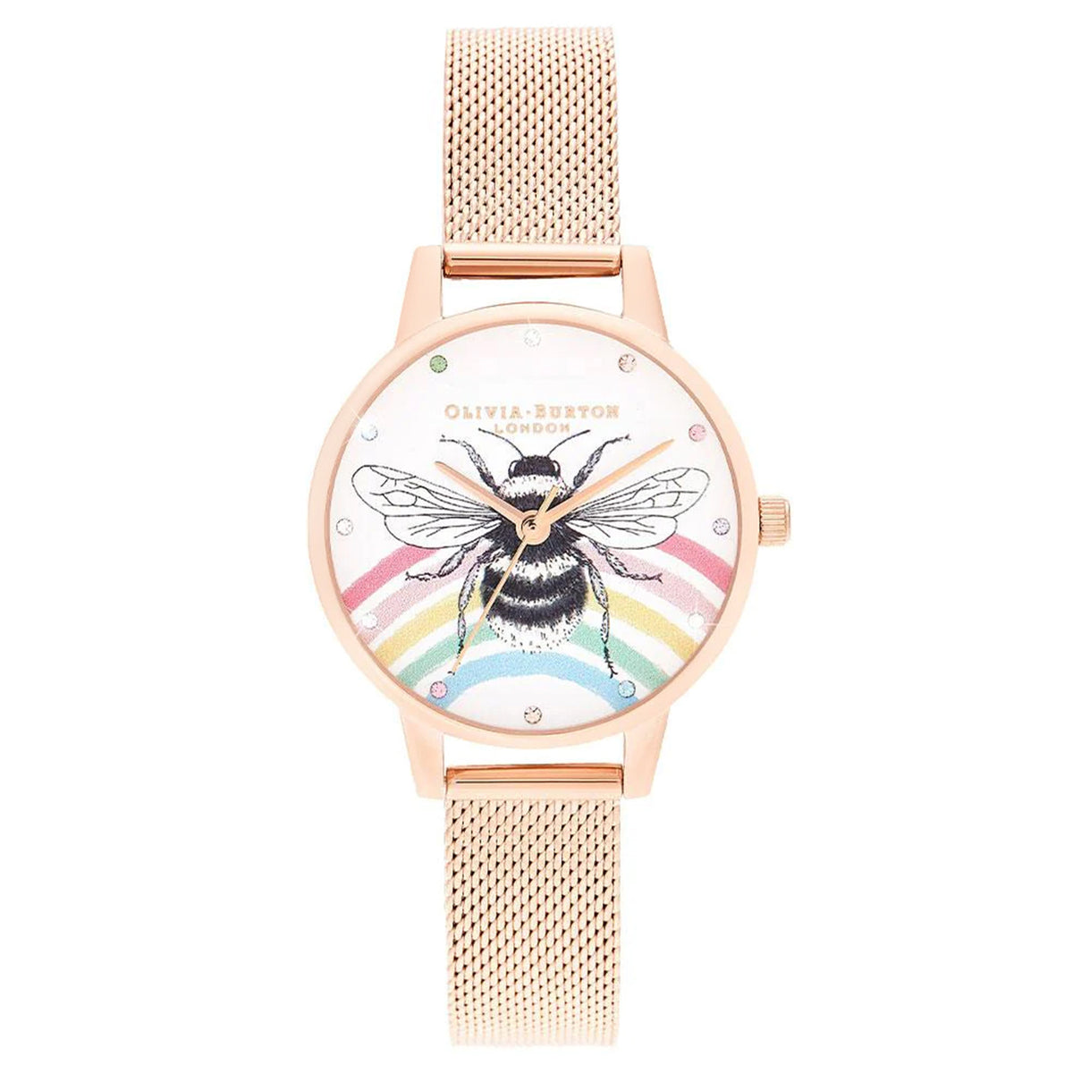 Olivia Burton Illustrated Animals Rainbow Bee, Rose Gold 