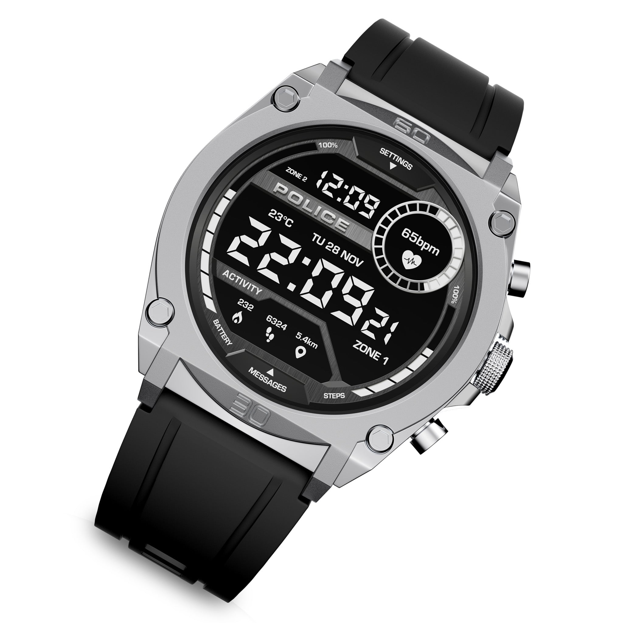 Police Black Silicone Men's Smart Watch - PEIUN0000101