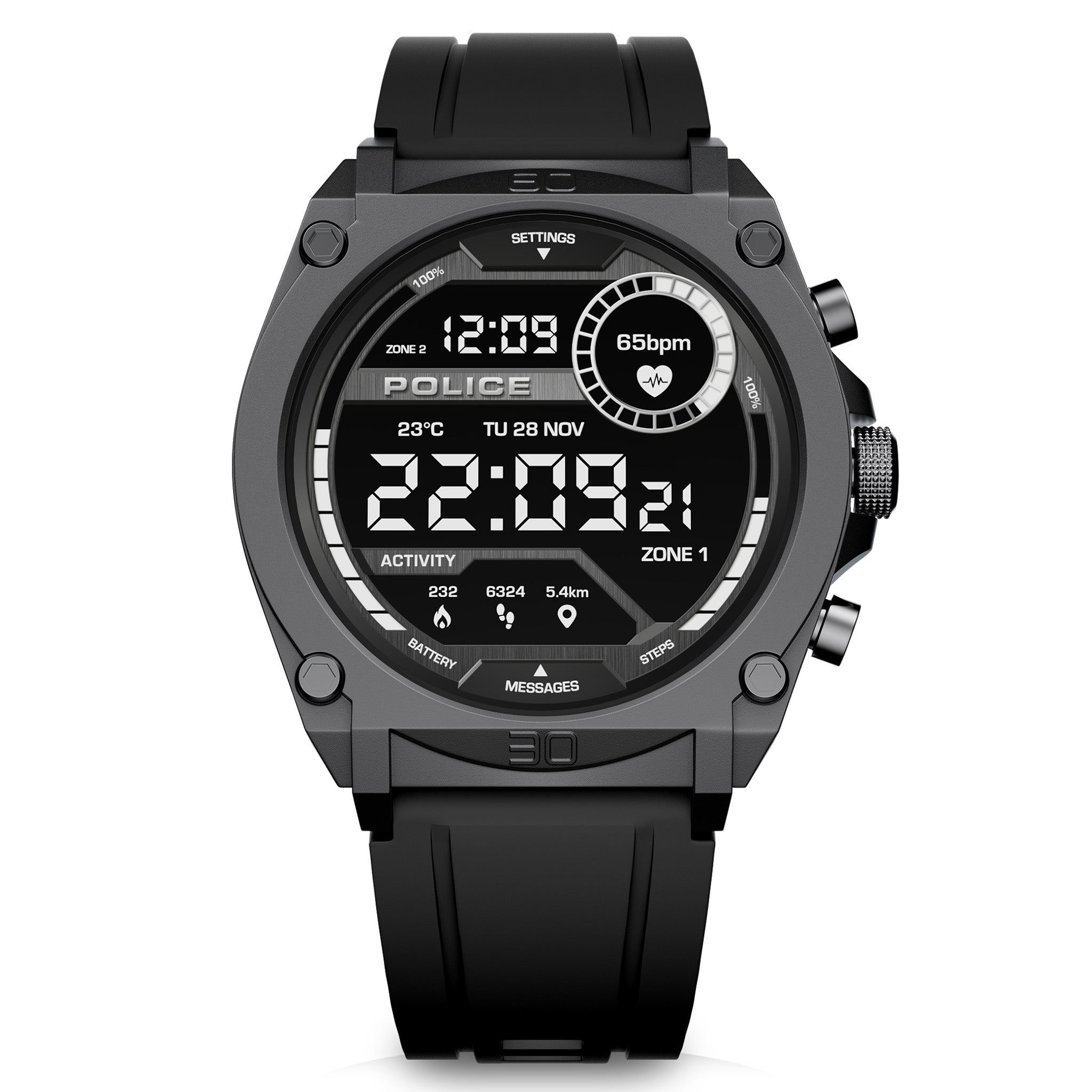 Police Silicone Black Dial Digital Men's Watch - PEIUN0000102