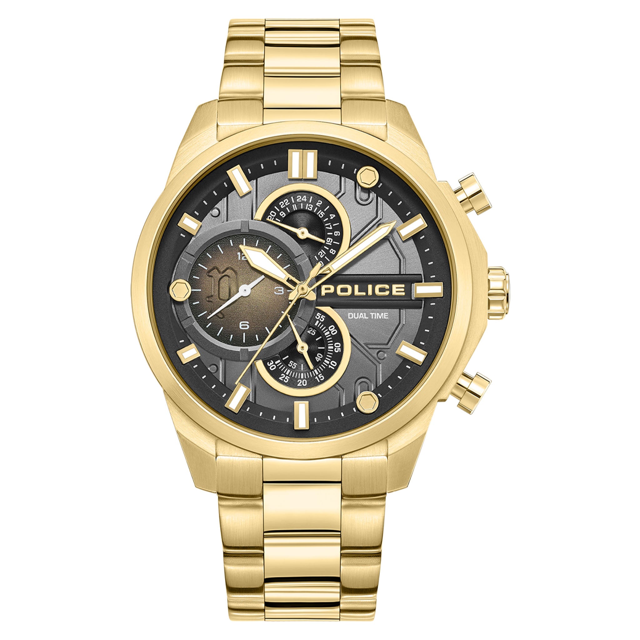 Police Gold Steel Black Gradient Dial Multi function Men's Watch - PEWGK0039208
