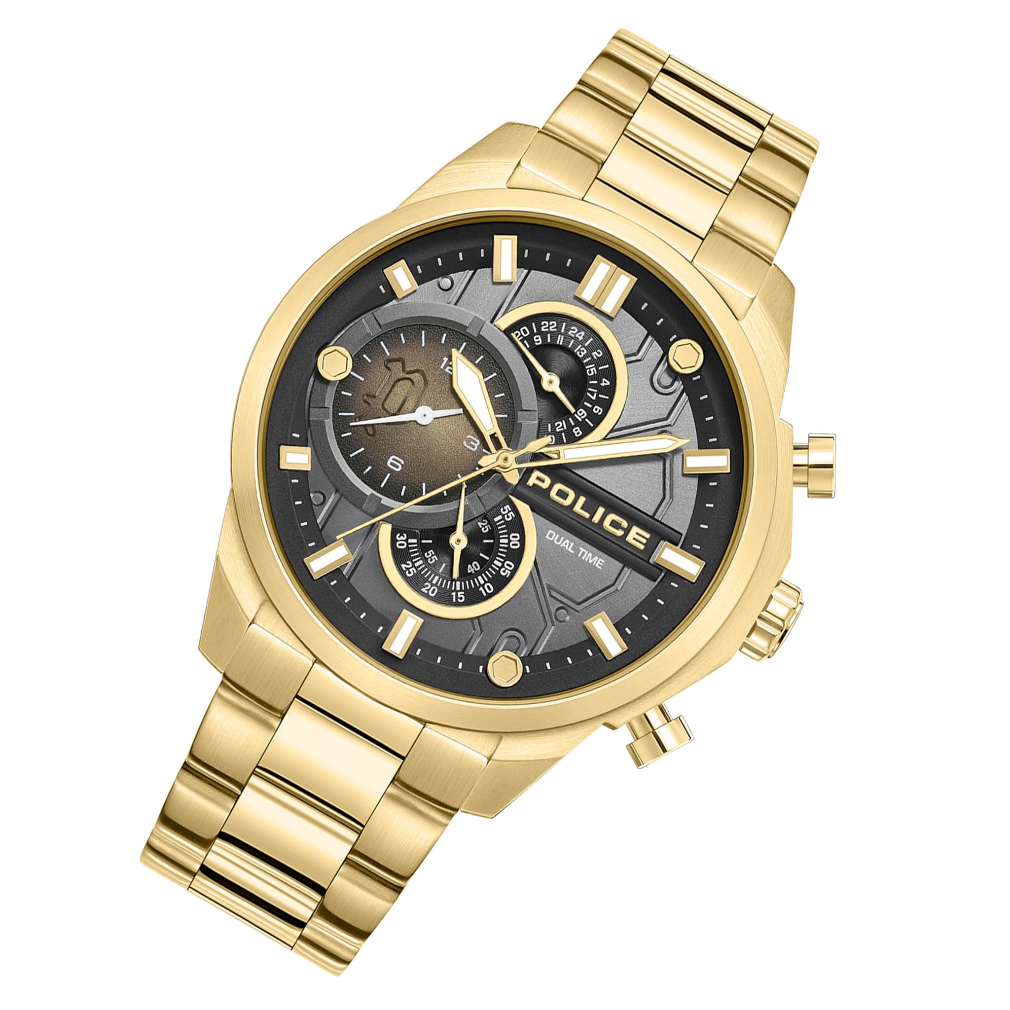 Police Gold Steel Black Gradient Dial Multi function Men's Watch - PEWGK0039208