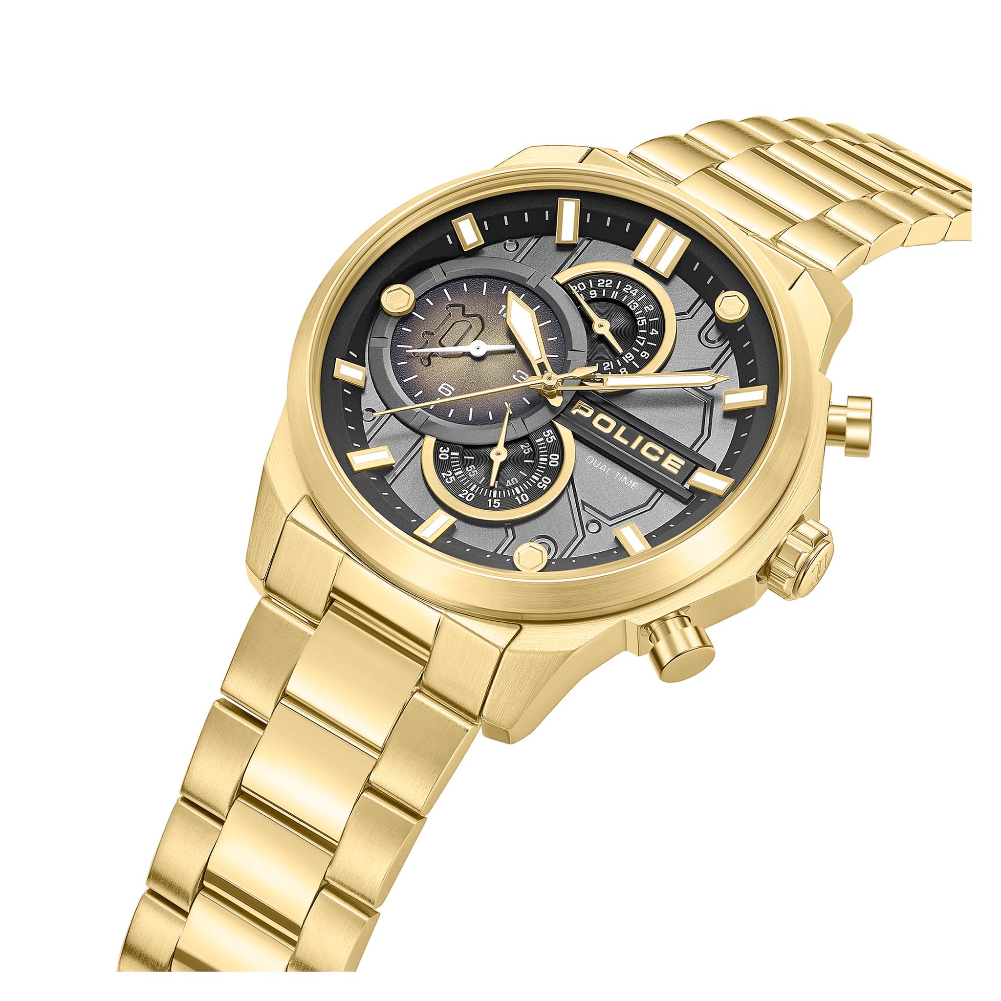 Police Gold Steel Black Gradient Dial Multi function Men's Watch - PEWGK0039208