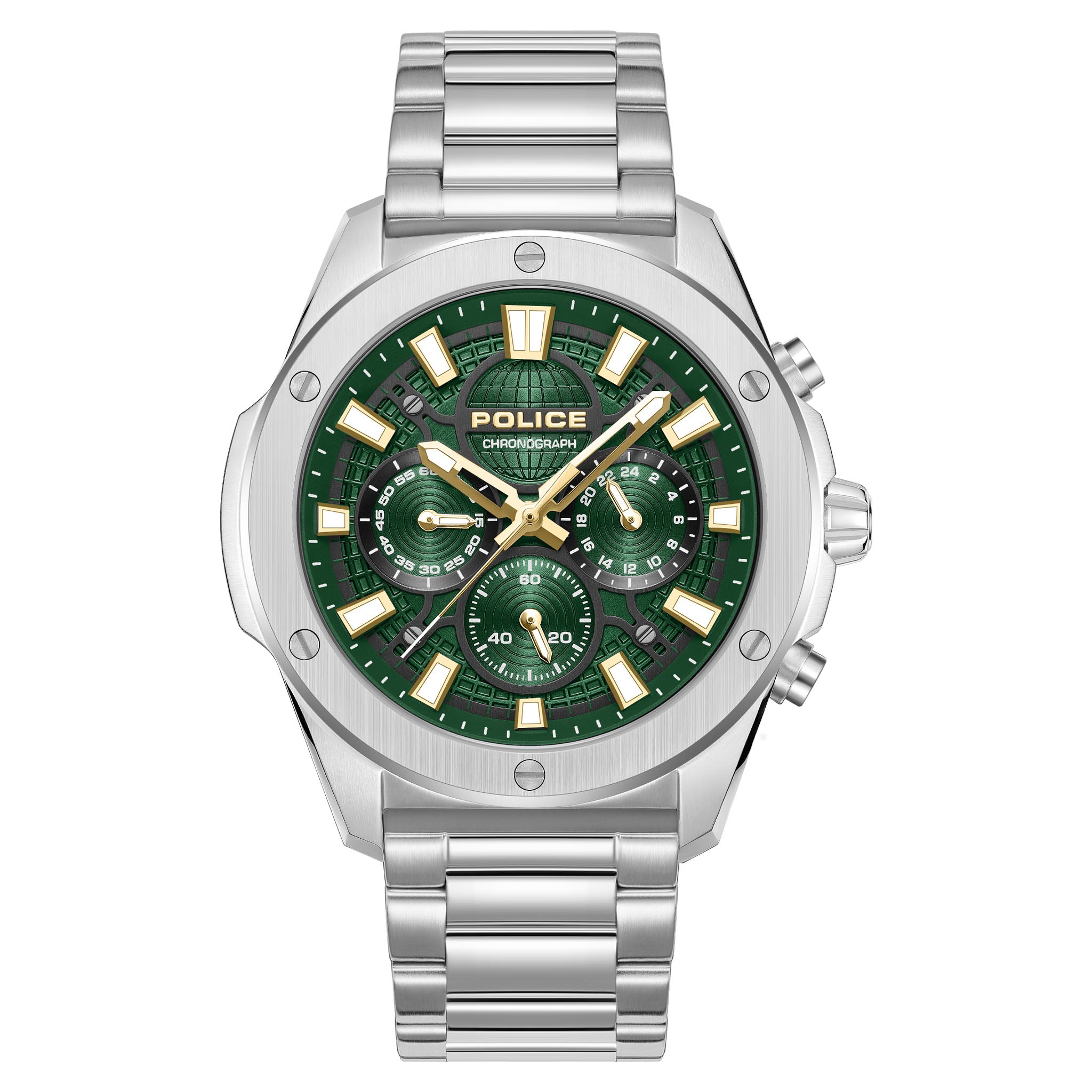 Police Silver Steel Green Dial Men's Watch - PEWGK0093101