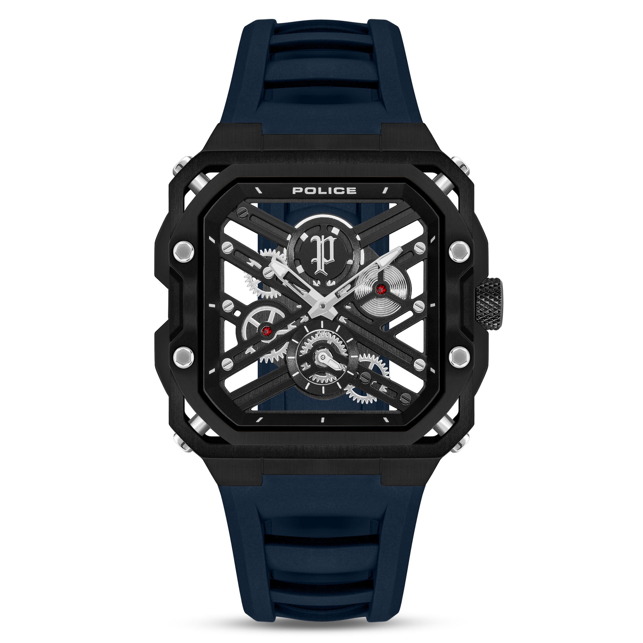 Police Blue Silicone Black Dial Men's Watch - PEWGM0072001