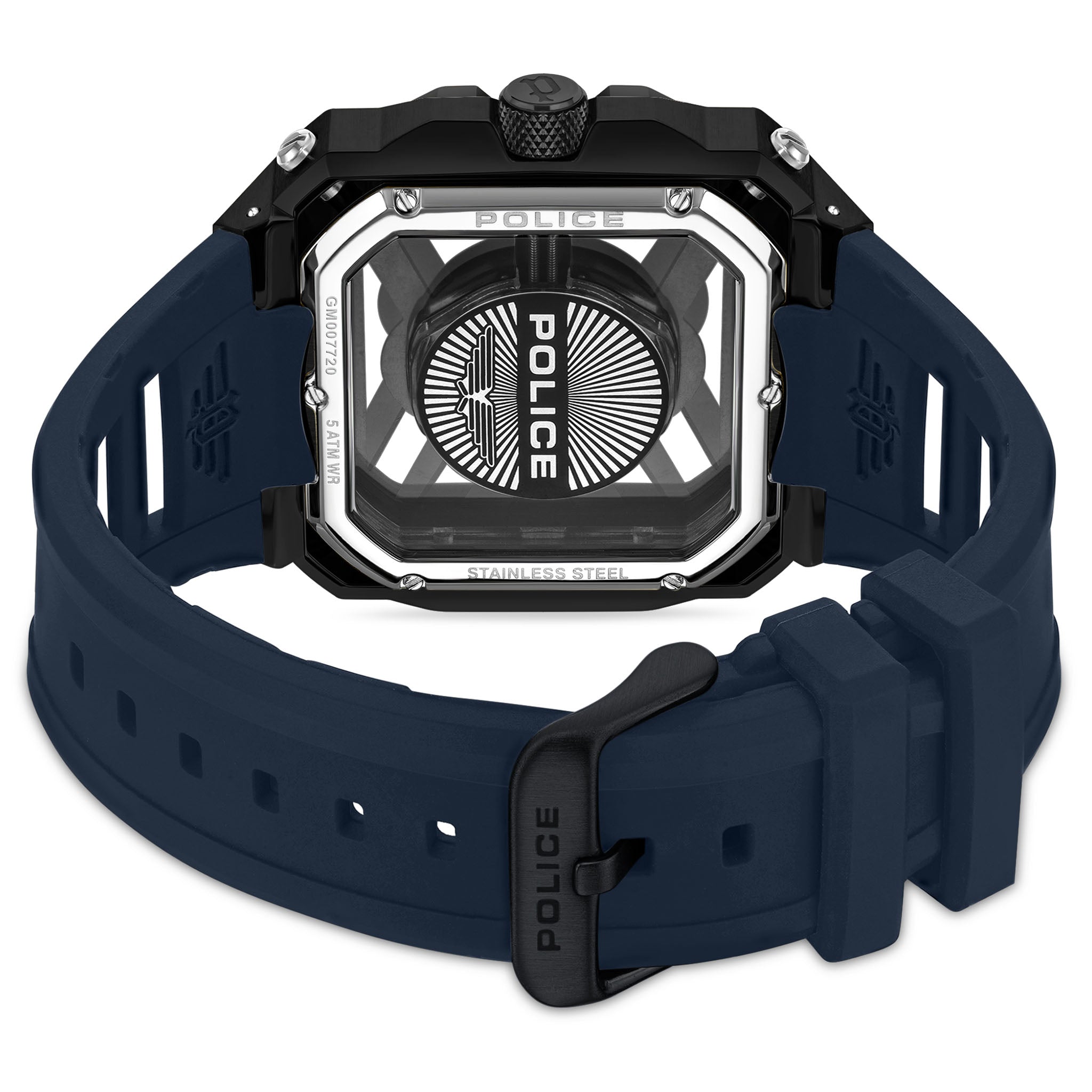 Police Blue Silicone Black Dial Men's Watch - PEWGM0072001