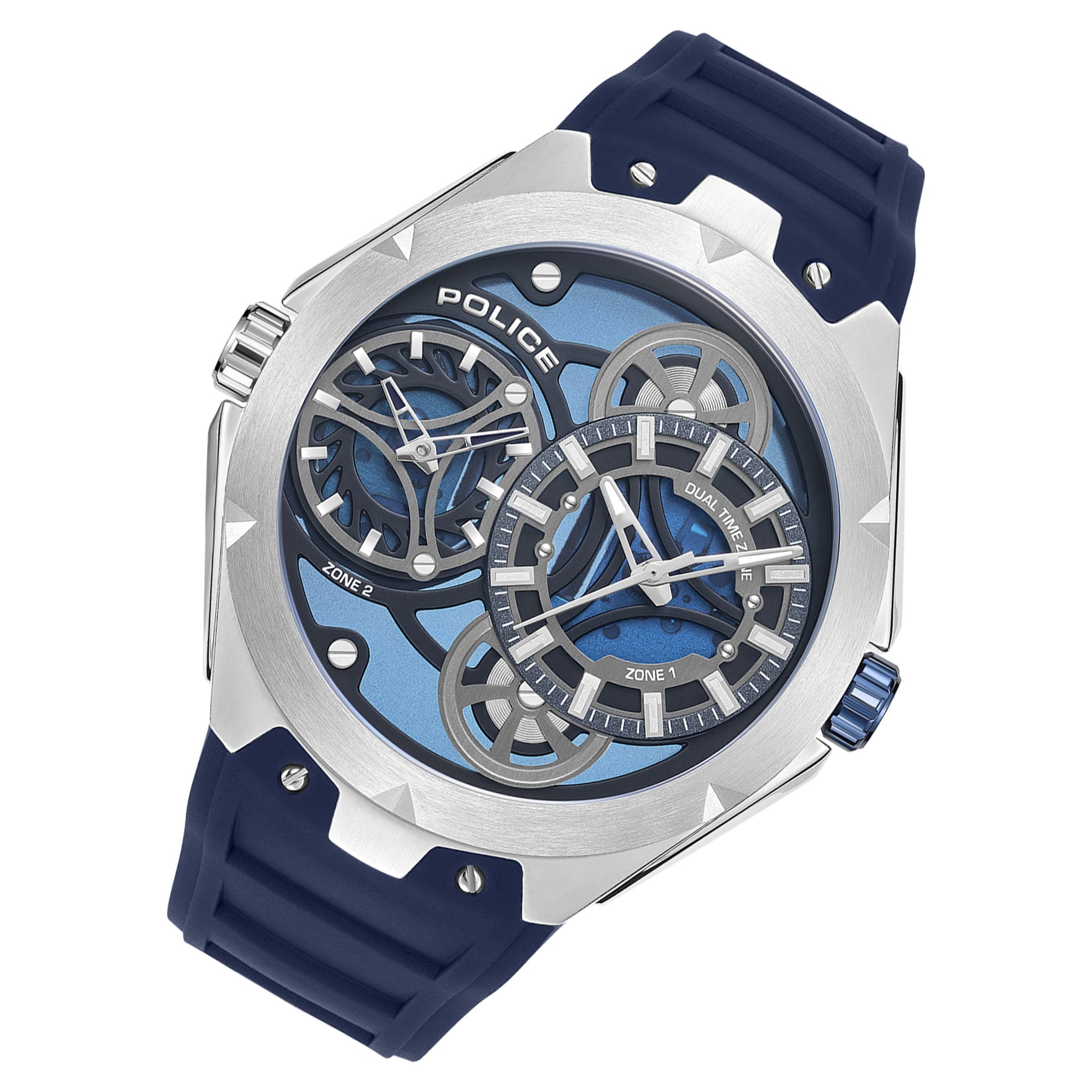 Police Blue Silicone Multi-function Men's Watch - PEWGM0081703