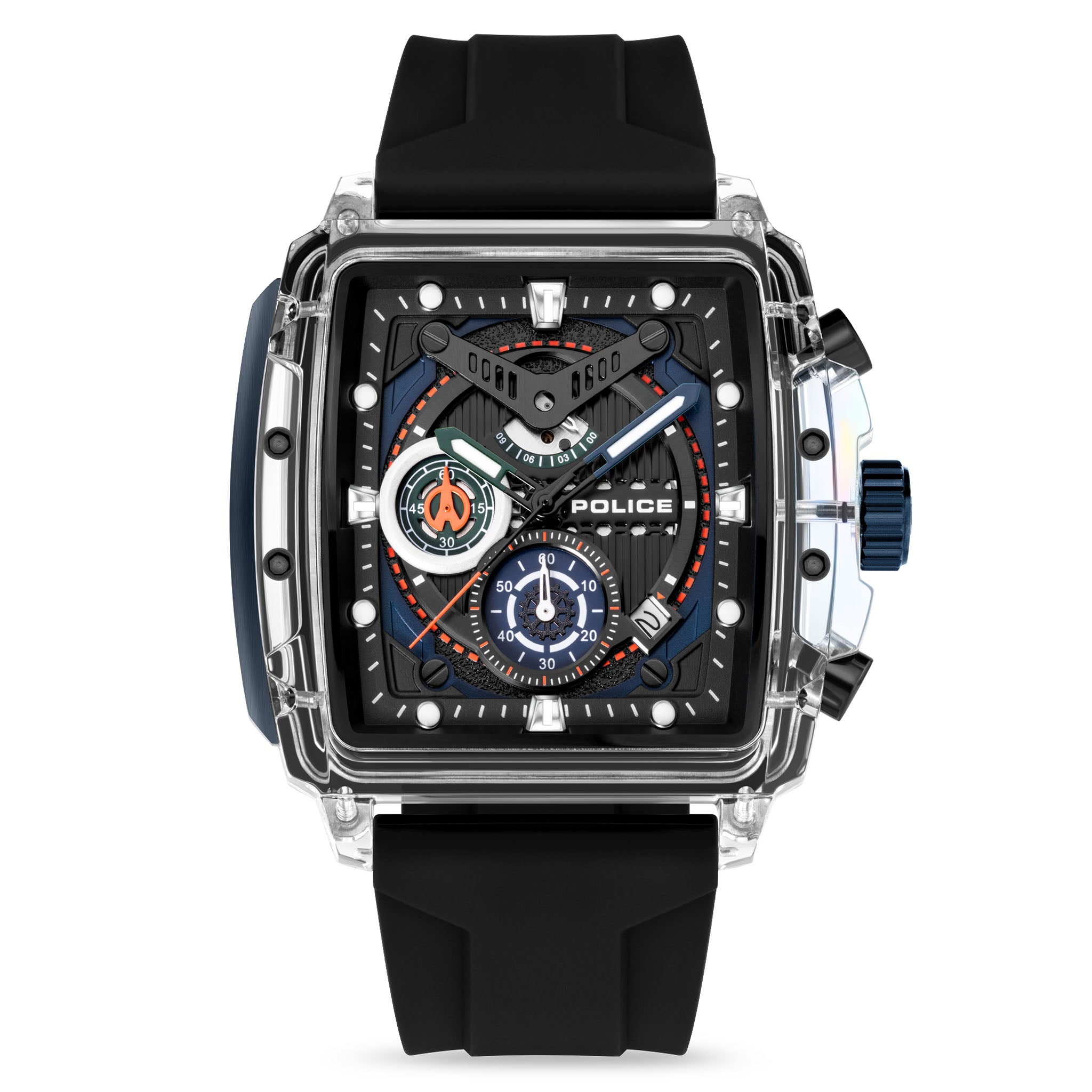 Police Silicone Black Dial Chronograph Men's Watch - PEWGO0052401