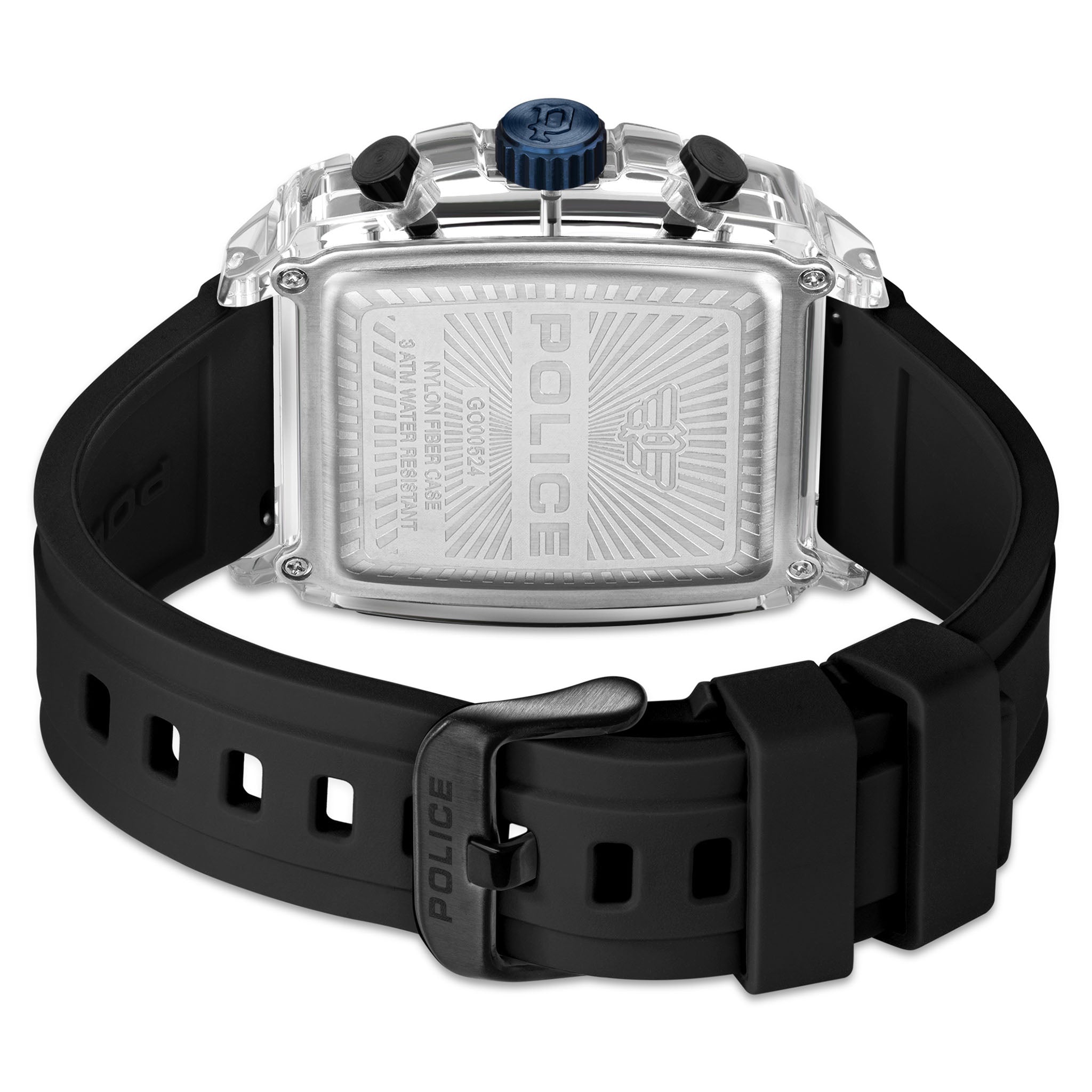 Police Silicone Black Dial Chronograph Men's Watch - PEWGO0052401