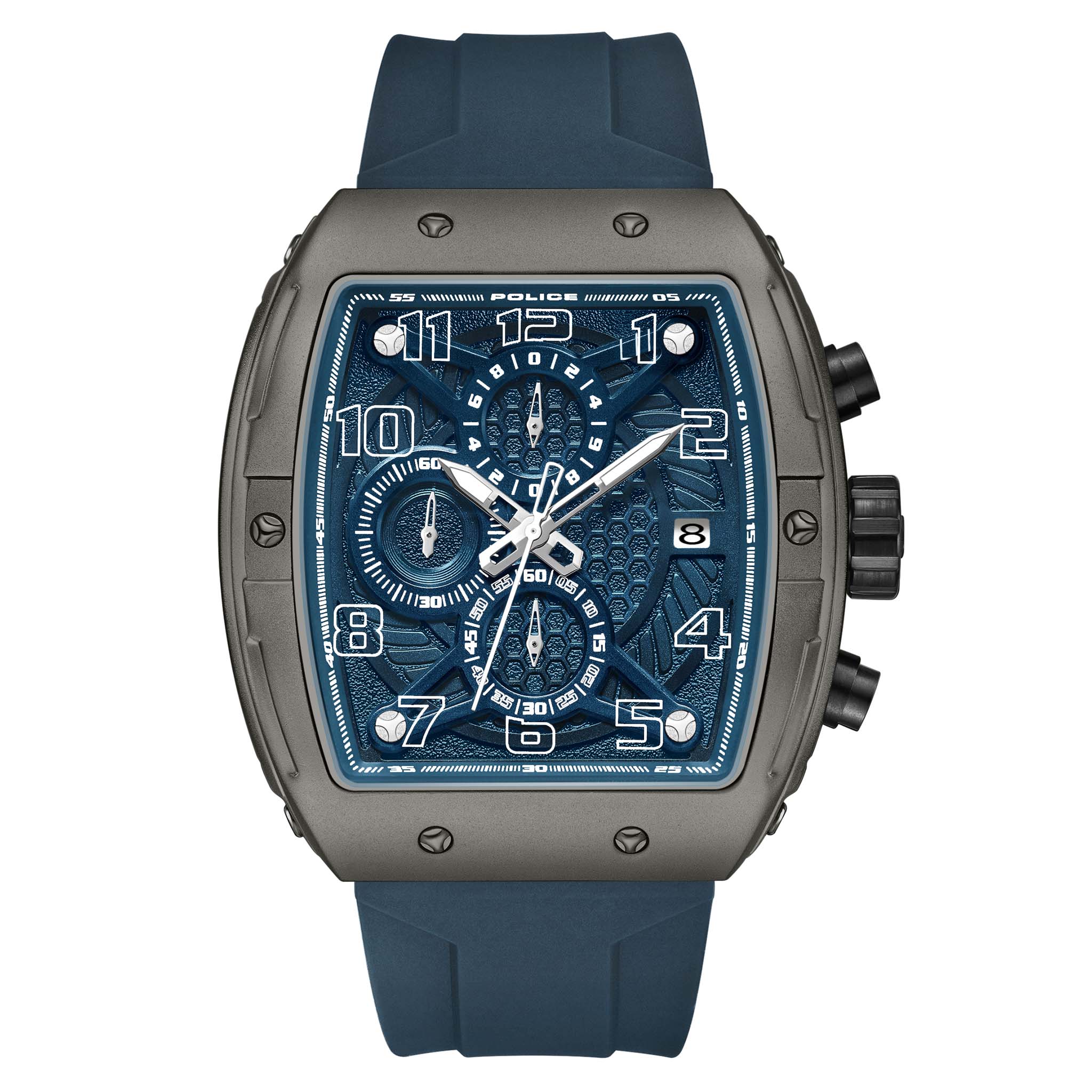 Police Silicone Blue Dial Chronograph Men's Watch - PEWGO0063102