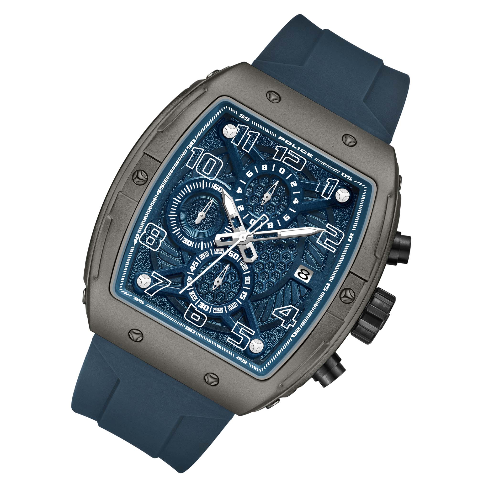 Police Silicone Blue Dial Chronograph Men's Watch - PEWGO0063102