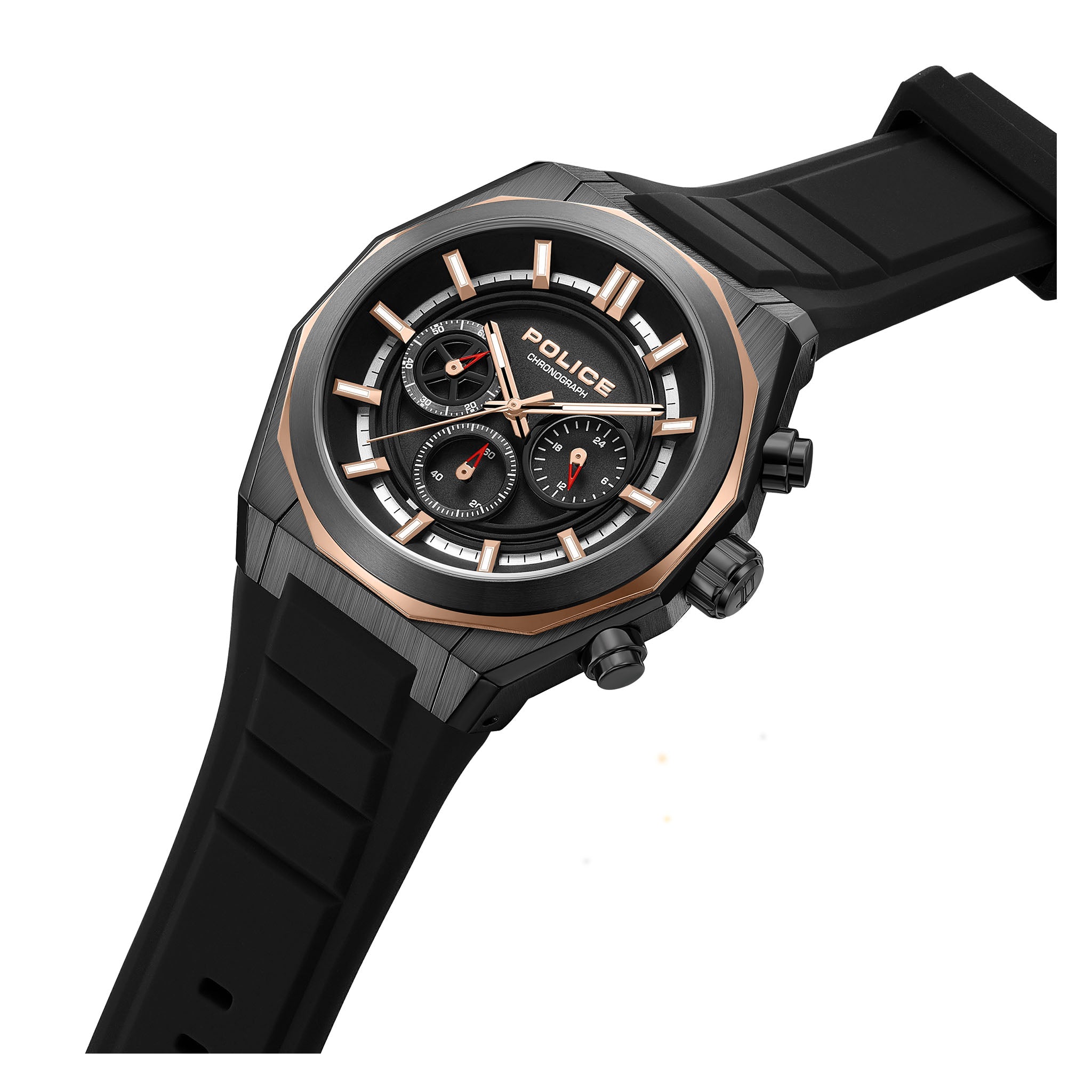 Police Silicone Black Dial Chronograph Men's Watch - PEWGO0093701
