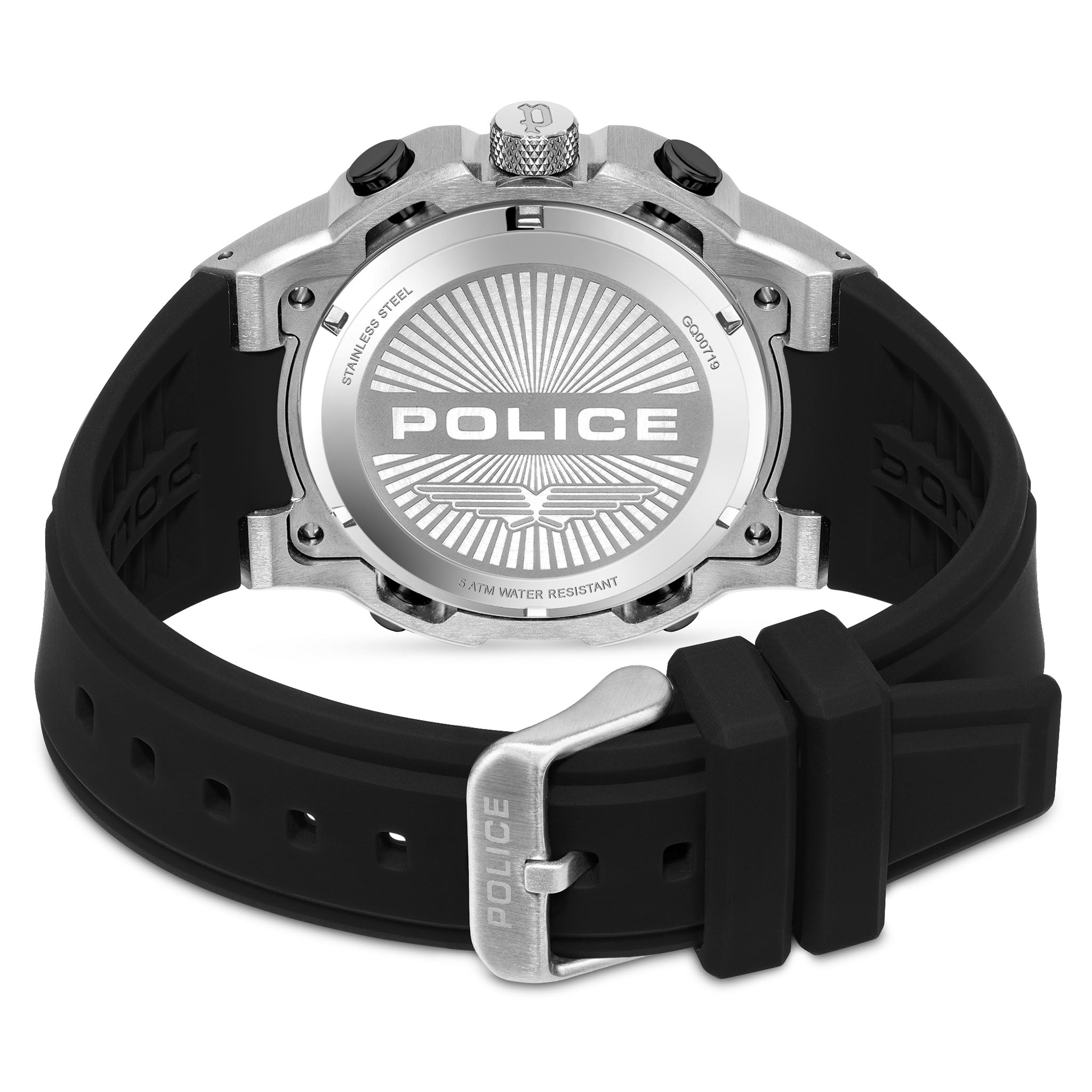 Police Black Silicone Charcoal Dial Multi-function Men's Watch - PEWGQ0071902