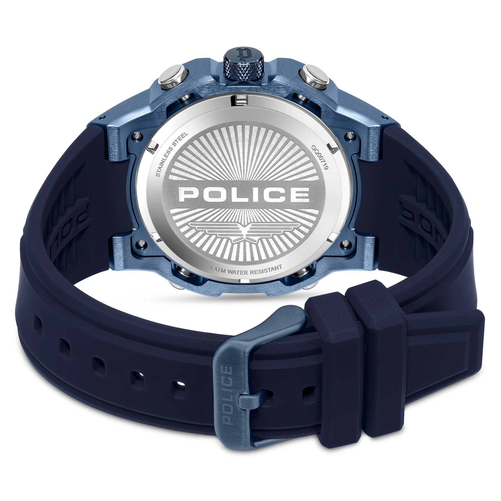 Police Silicone Blue Dial Multi-function Men's Watch - PEWGQ0071903