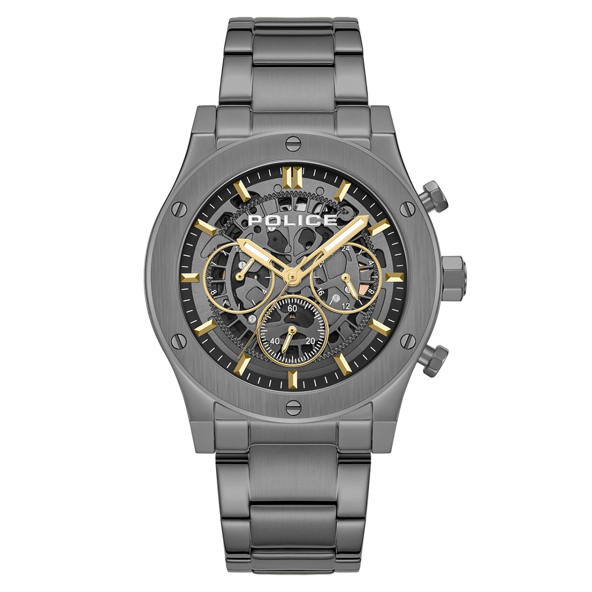 Police Gun Metal Band Grey Dial Multi-function Men's Watch - PEWJK0006407M