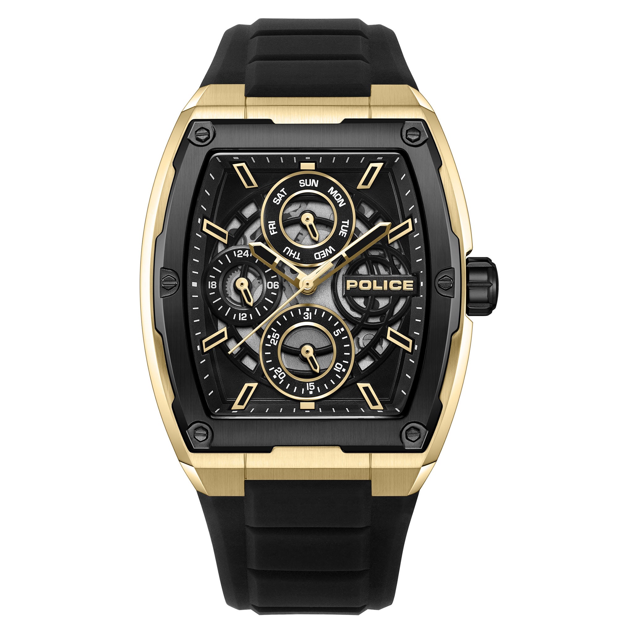 Police Silicone Black Dial Multi-function Men's Watch - PEWJQ0004540