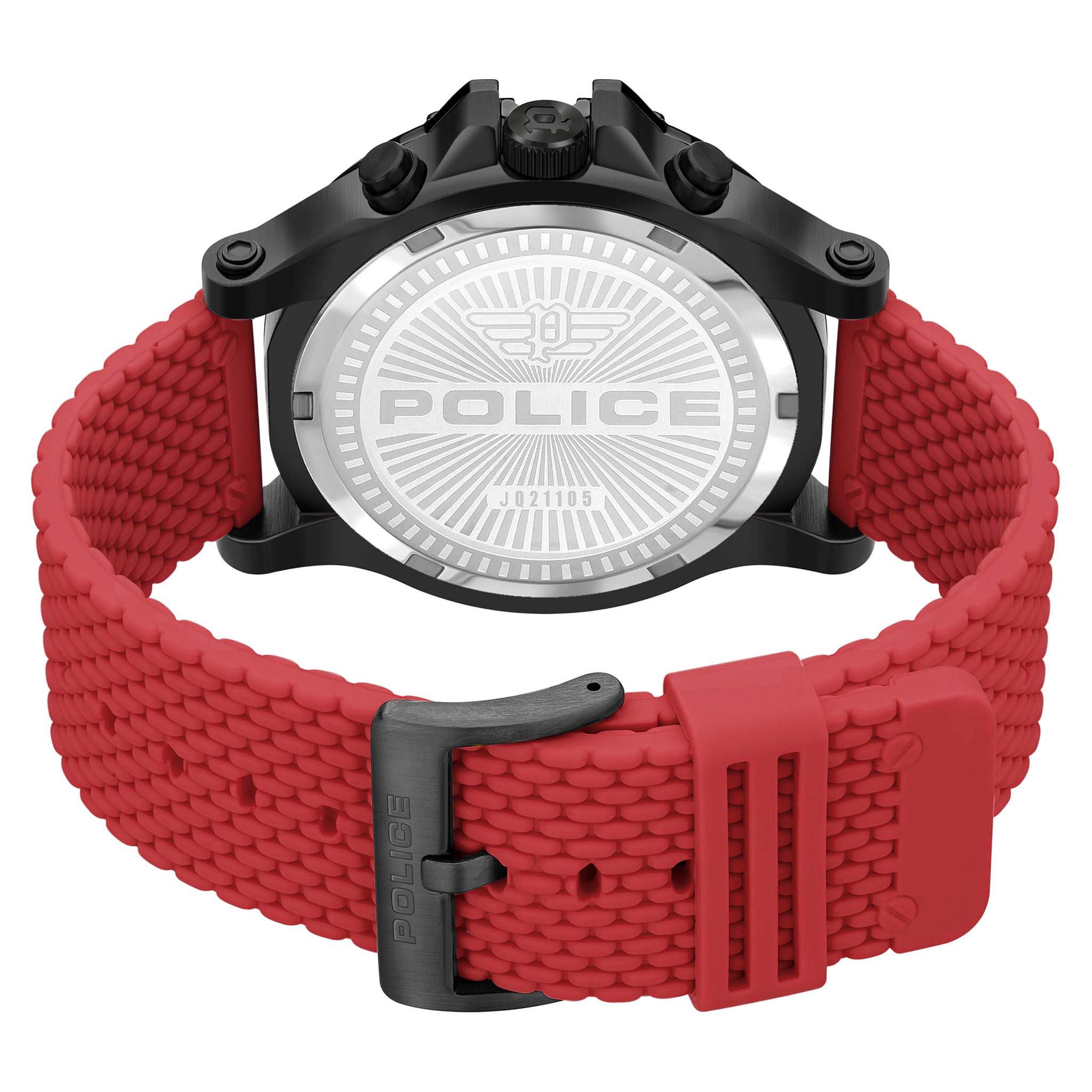 Police Red Silicone Black Dial Men's Watch - PEWJQ2110551