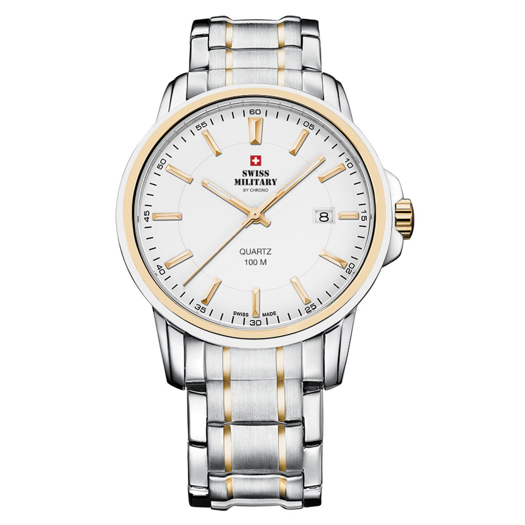 Swiss Military Two-Tone Gold Stainless Steel White Dial Men's Swiss Made Watch - SM34039.05