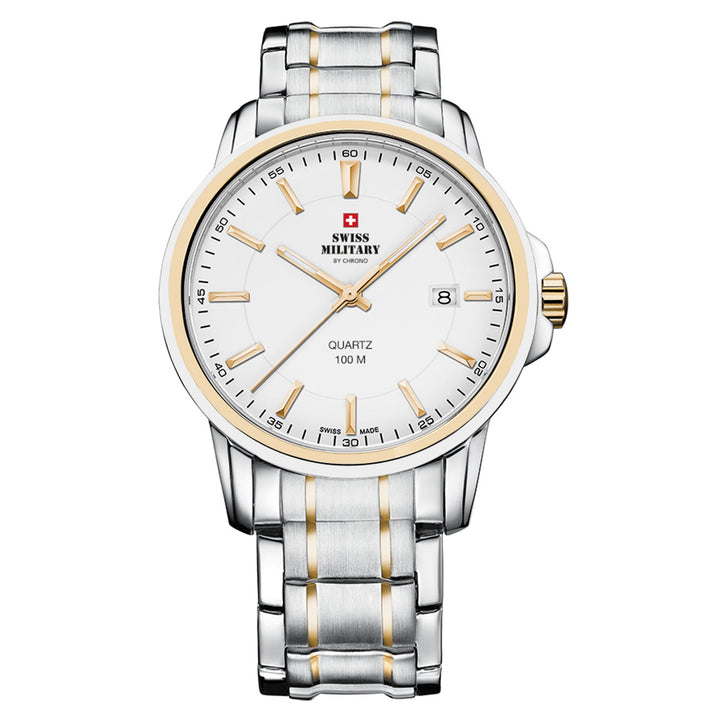 Swiss Military Two-Tone Gold Stainless Steel White Dial Men's Swiss Made Watch - SM34039.05