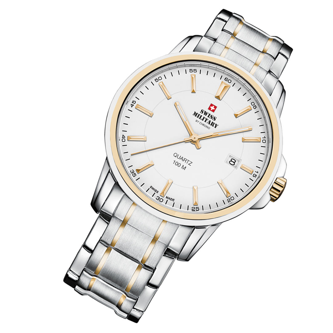 Swiss Military Two-Tone Steel White Dial Men's Swiss Made Watch - SM34039.05