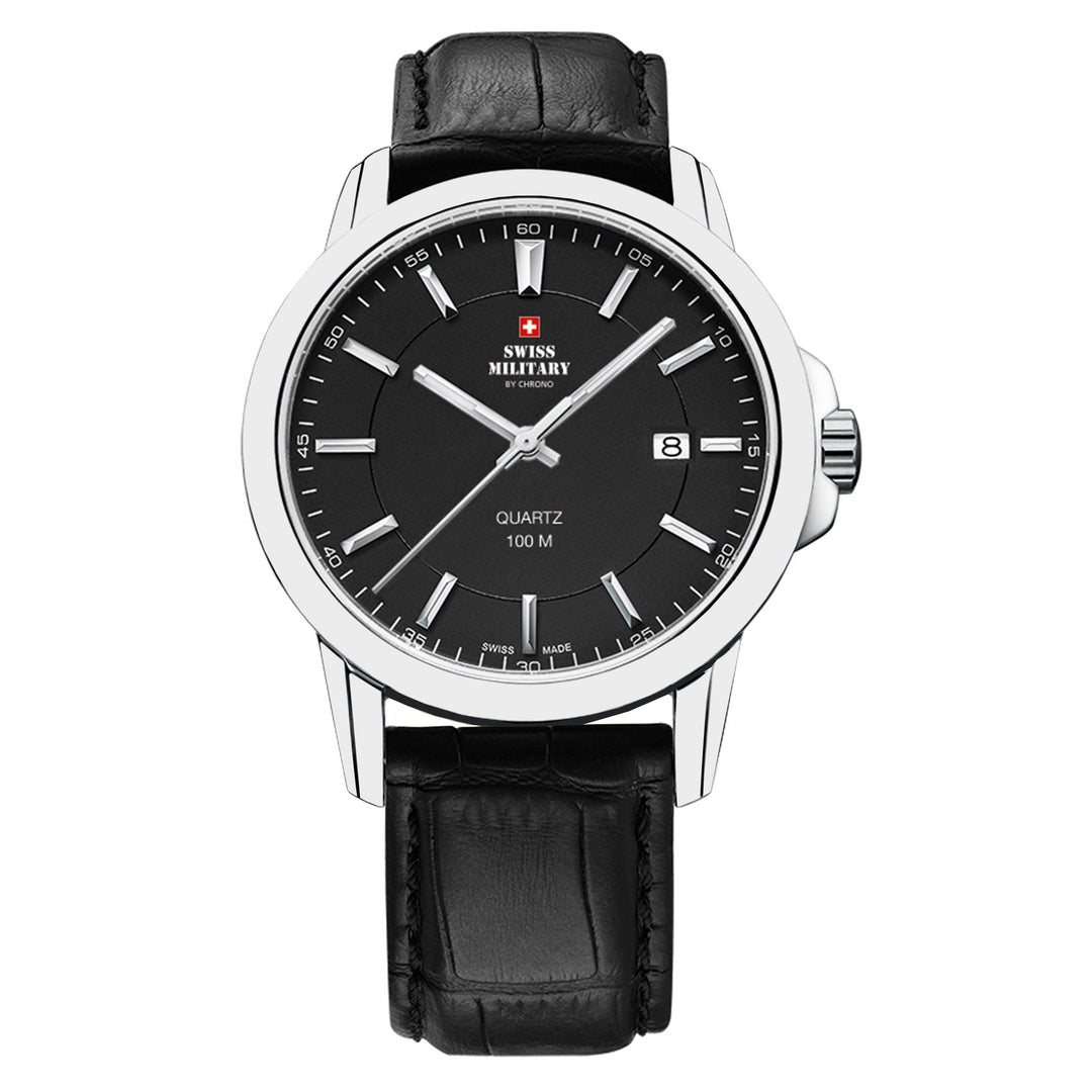 Swiss Military Black Leather Men's Swiss Made Watch - SM34039.06