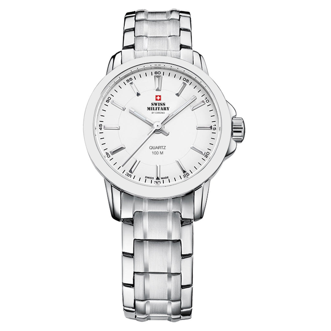 Swiss Military Silver Steel White Dial Women's Swiss Made Watch - SM34040.02