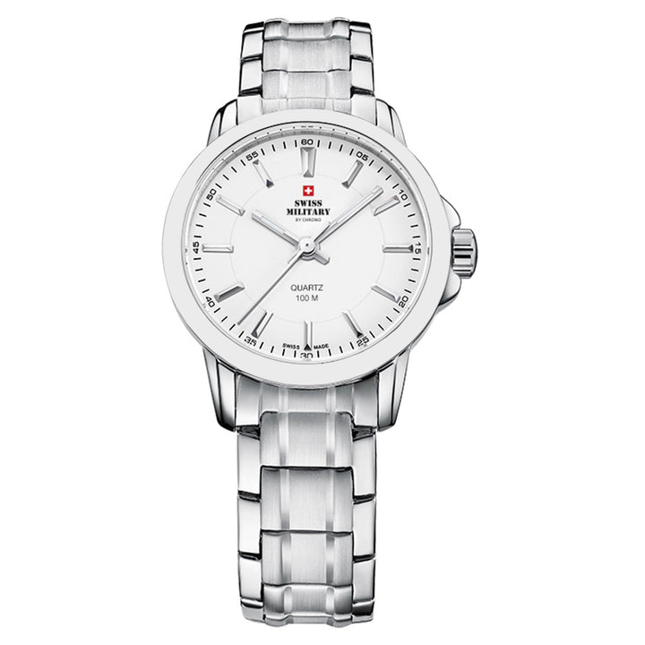 Swiss Military Silver Steel White Dial Women's Swiss Made Watch - SM34040.02
