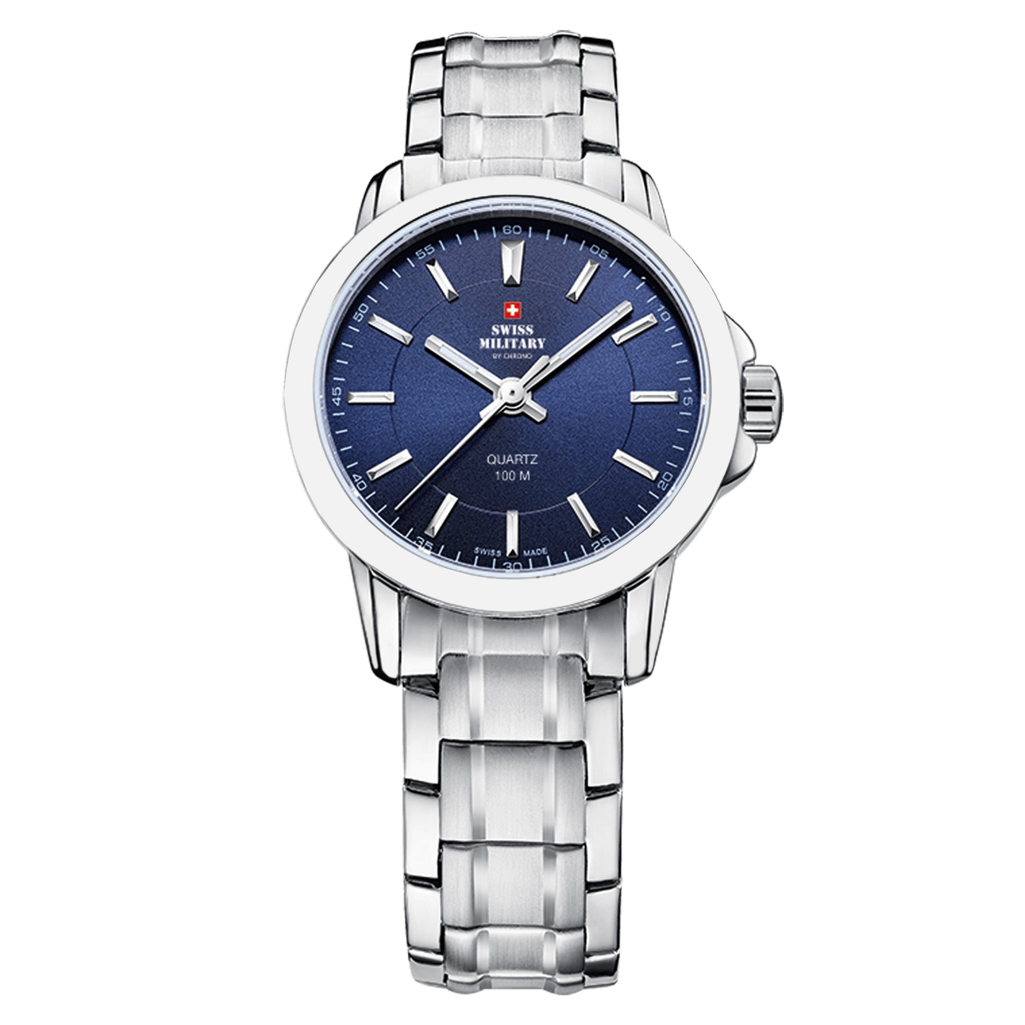 Swiss Military Silver Steel Blue Dial Women's Swiss Made Watch - SM34040.03