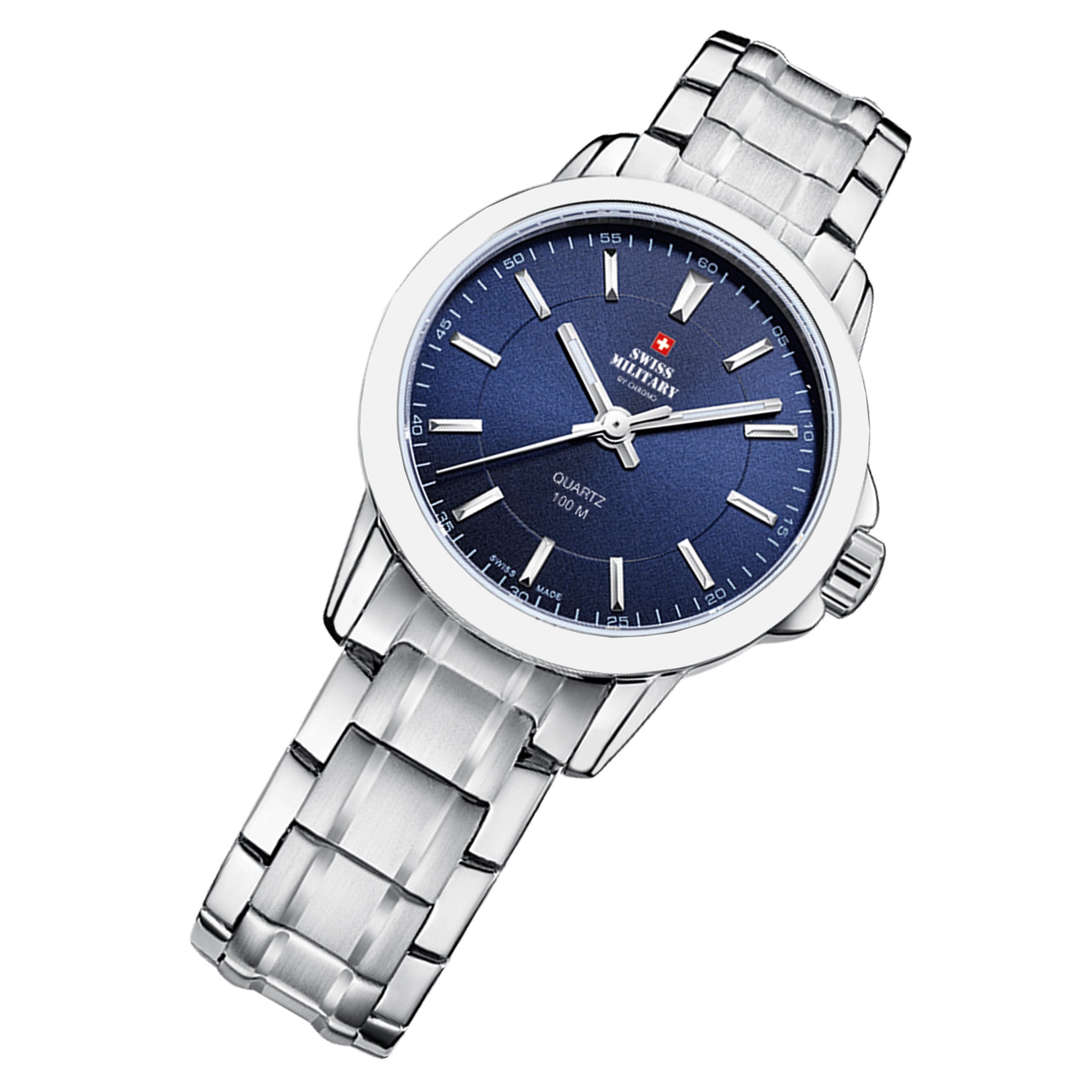 Swiss Military Silver Steel Blue Dial Women's Swiss Made Watch - SM34040.03