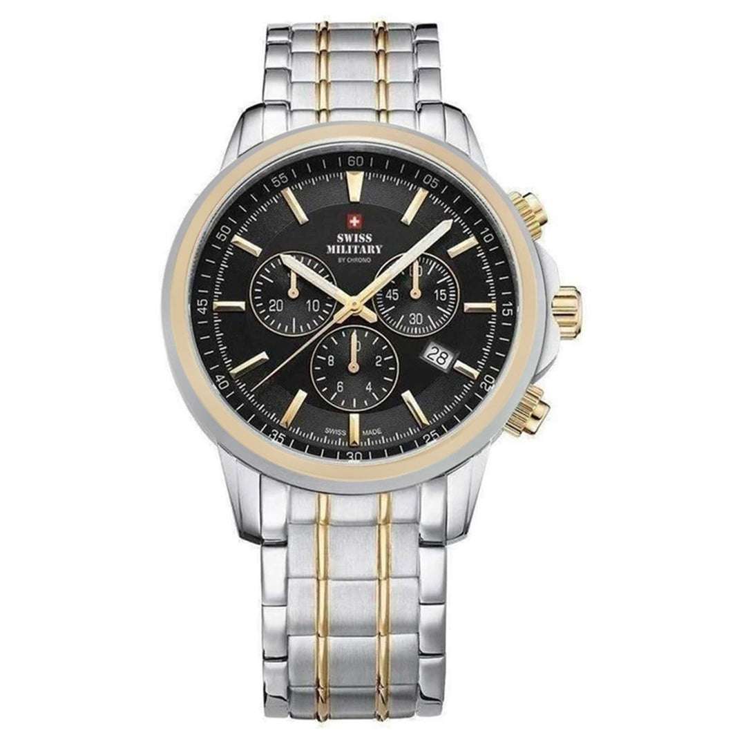 Swiss Military Two-Tone Stainless Steel Black Dial Chronograph Men's Watch - SM34052.04