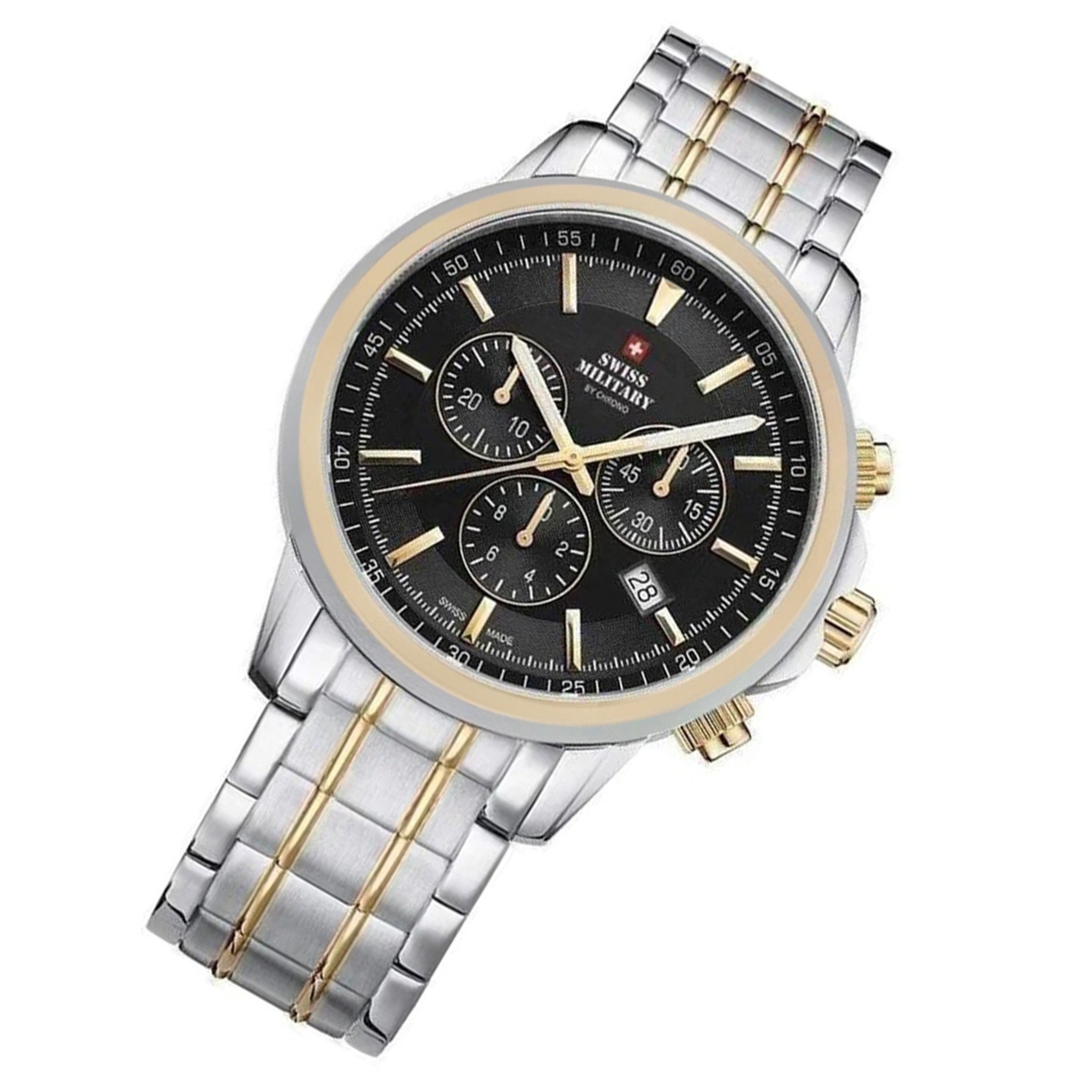 Swiss Military Two-Tone Stainless Steel Black Dial Chronograph Men's Watch - SM34052.04