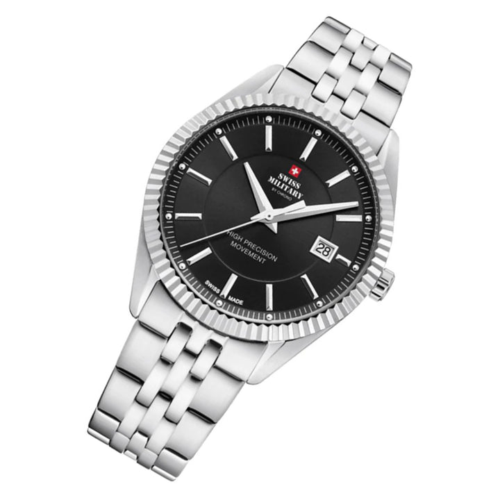 Swiss Military Stainless Steel Black Dial Men's Watch  - SM34065.01