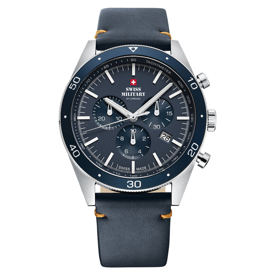 Swiss Military Blue Leather Men's Watch - SM34079.05