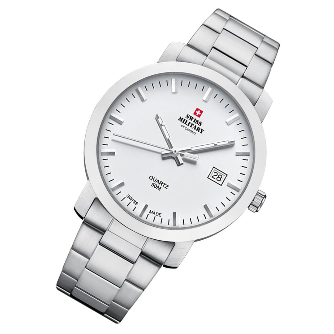 Swiss Military Stainless Steel White Dial Men's Watch - SM34083.02