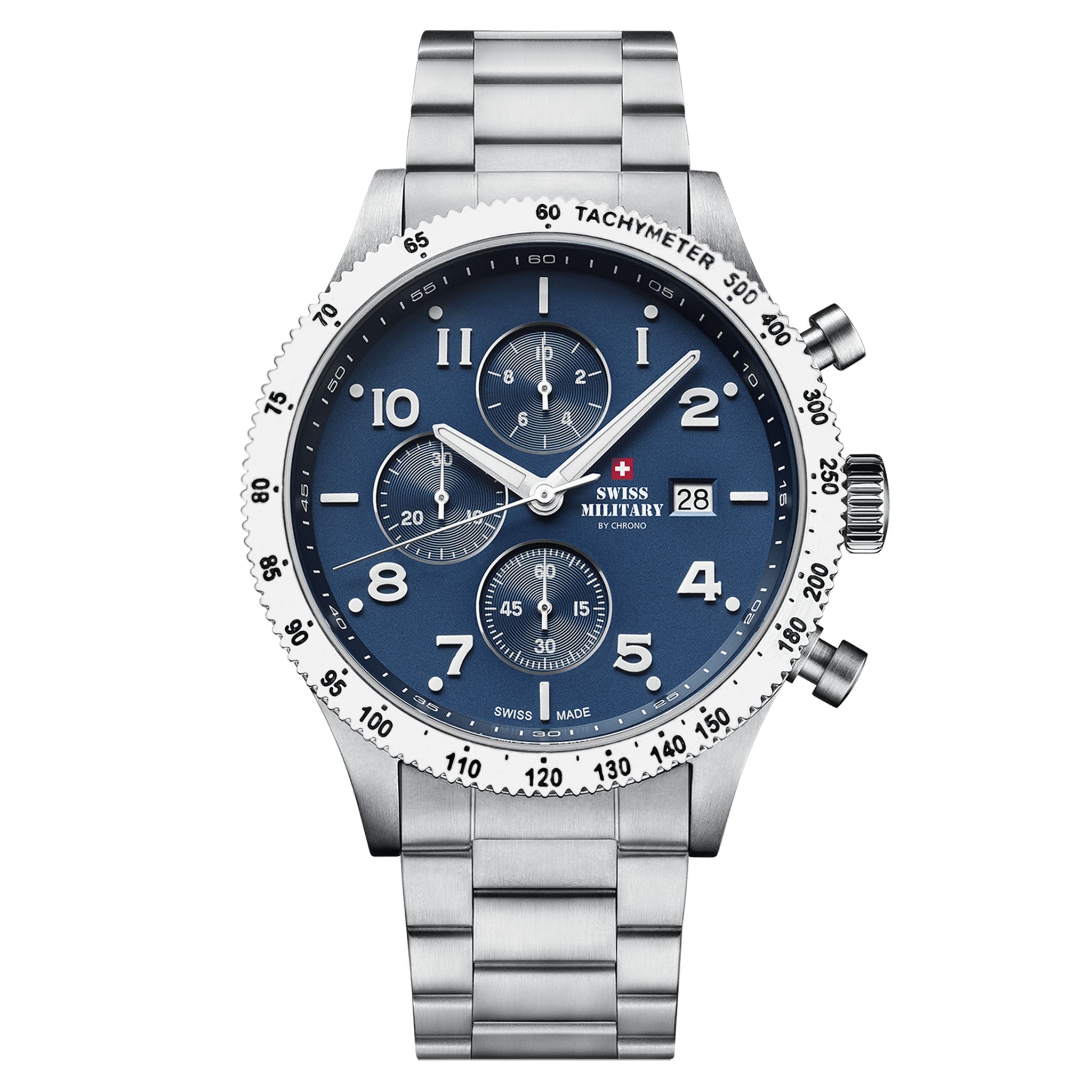 Swiss Military Silver Steel Blue Dial Men's Swiss Made Watch - SM34084.02