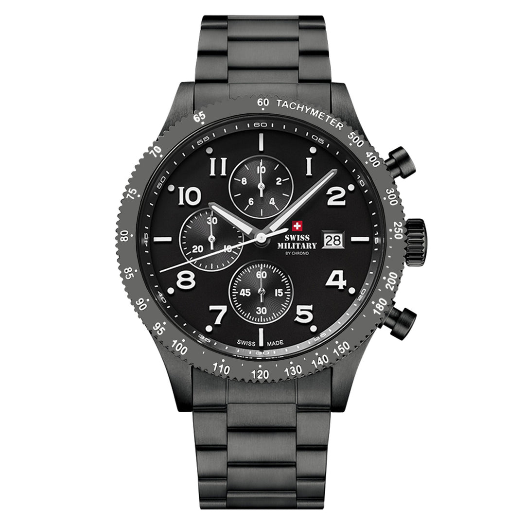 Swiss Military Steel Black Dial Men's Swiss Made Watch - SM34084.03