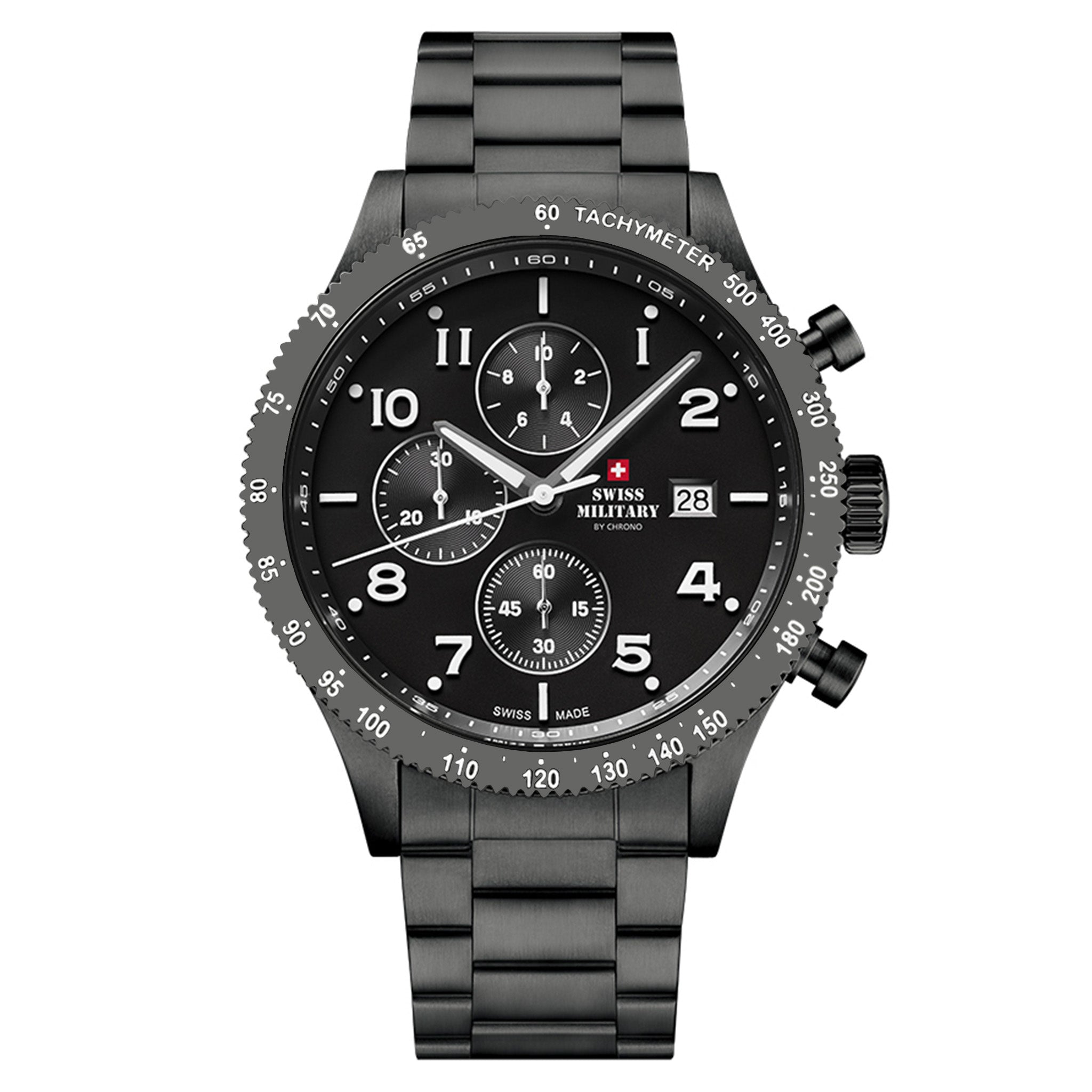 Swiss Military Steel Black Dial Men's Swiss Made Watch - SM34084.03